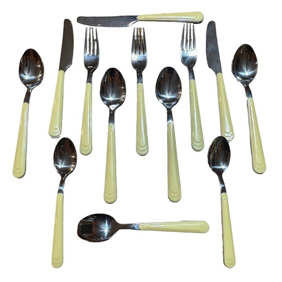 Vintage Gibson Flatware Deco Yellow Giadecy 13 Piece - Picture 1 of 4